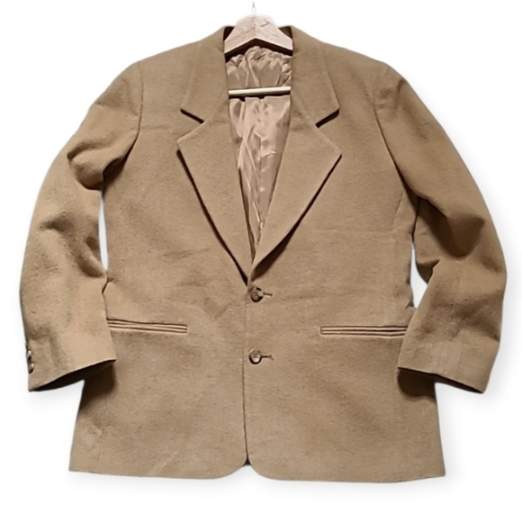 Vintage Nordstrom Womens 100% Camel Hair Blazer Tan 2 Button Front Pockets - Picture 17 of 17